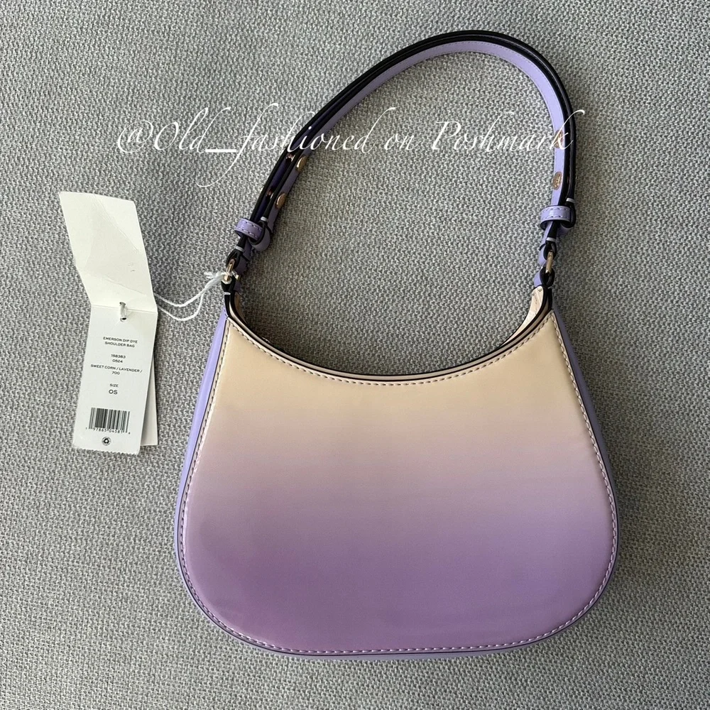 TORY BURCH Emerson Dip Dye Shoulder Bag in Sweet Corn / Lavender